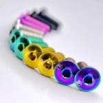 1 con Ốc bình nước đầu dẹp hiệu Ti-parts, Titanium Flat Head Screw for Roadbike MTB Bottle Cage Mount, Super Low profile Fidlock Gravel M5x12, Titanium Bolt Grad