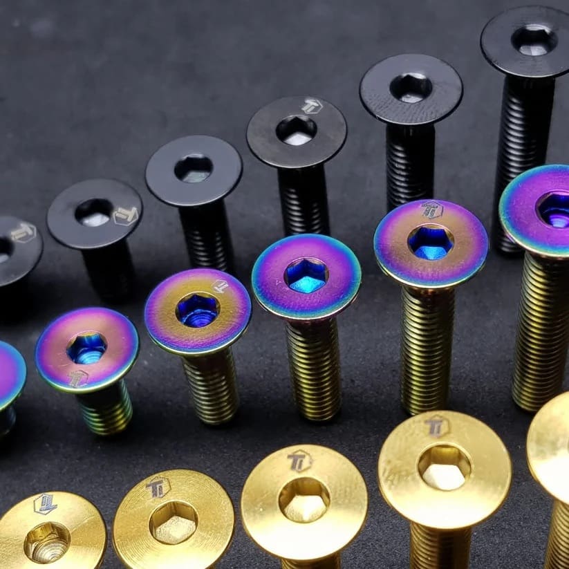 Ốc nắp potang M6-1 1 con Ốc nắp potang M6 Ti-Parts Titanium Countersunk Stem Cap Bolt | | M6x10 15 18 20 25 30 35 40 45 - Ảnh 1