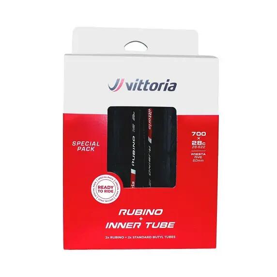 Vỏ 2x Rubino-1 Vỏ xe đạp Road Vittoria Rubino V Twin Pack + Inner Tube Tube Tire 700x28 - Ảnh 1